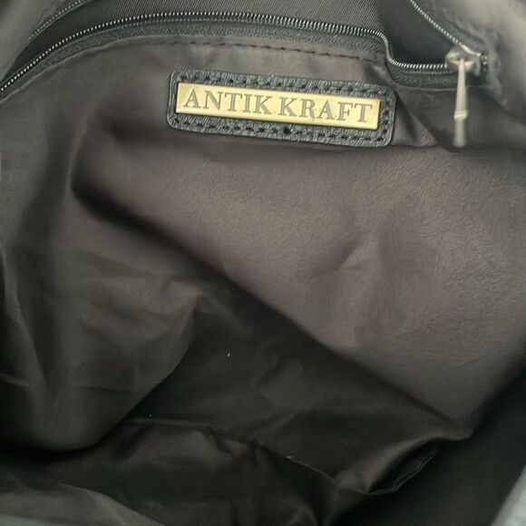 Antik Kraft Womens Black Vegan-Leather Crossbody Handbag - Picture 4 of 13